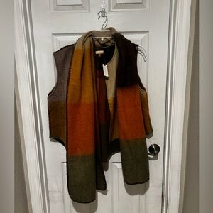 Anthropologie Multicolor Wool look Vest and Scarf Set NWT one size fits most